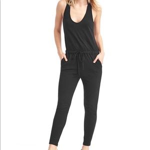 GAP Black Slub Jersey Tank Jumpsuit